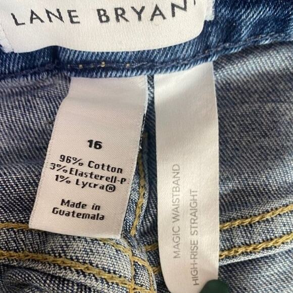 Lane Bryant Magic Waist High Rise Straight Distressed Crop Stretch Jean 16 Blue - Picture 7 of 15